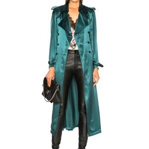 Fleur Du Mal dark teal silk trench coat size 8